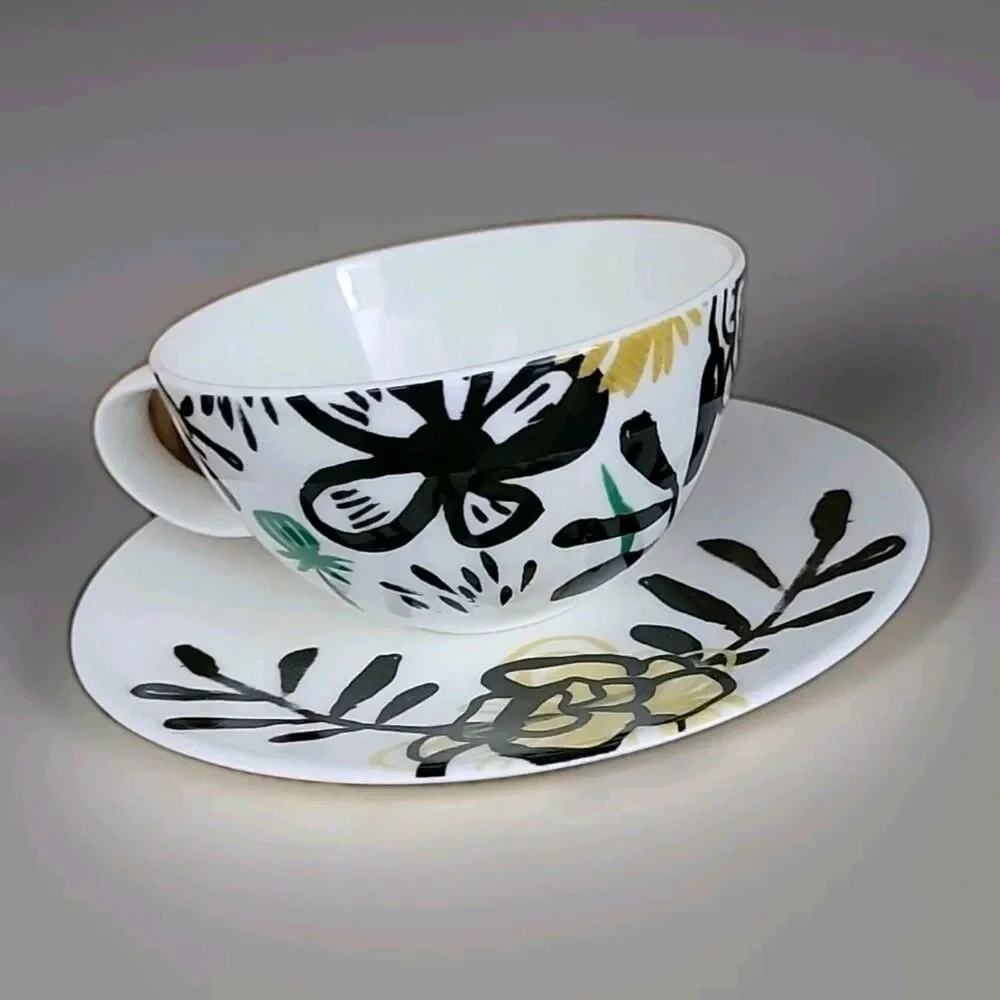Crate & Barrel Limited Edition Cup & Saucer Set 2014 Penelope Dullaghan